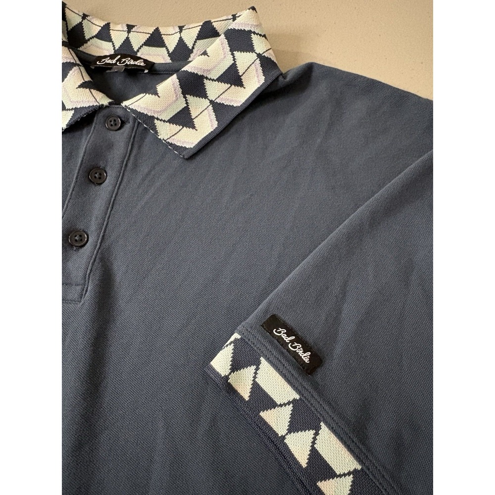 Bad Birdie Polo Shirt Men's XL Golf Aztec Southwest Navy Blue Geometric Collars - Picture 3 of 11